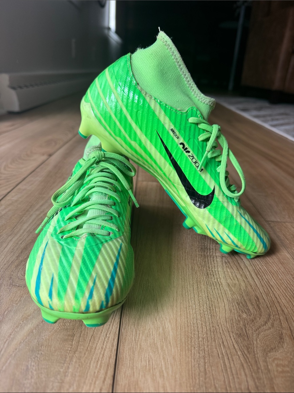 Nike Zoom Mercurial Superfly 9 Academy Green FG Soccer Cleats FJ7190 300 Size 6